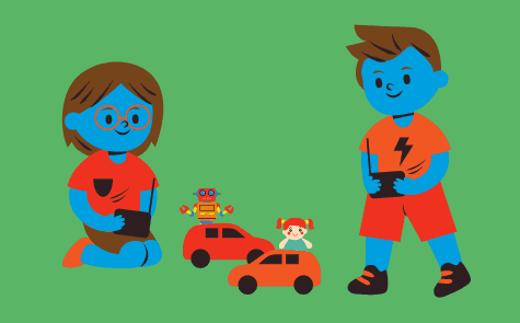 Two children playing with toys