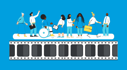 Image to give the impression of diversity marketing with video