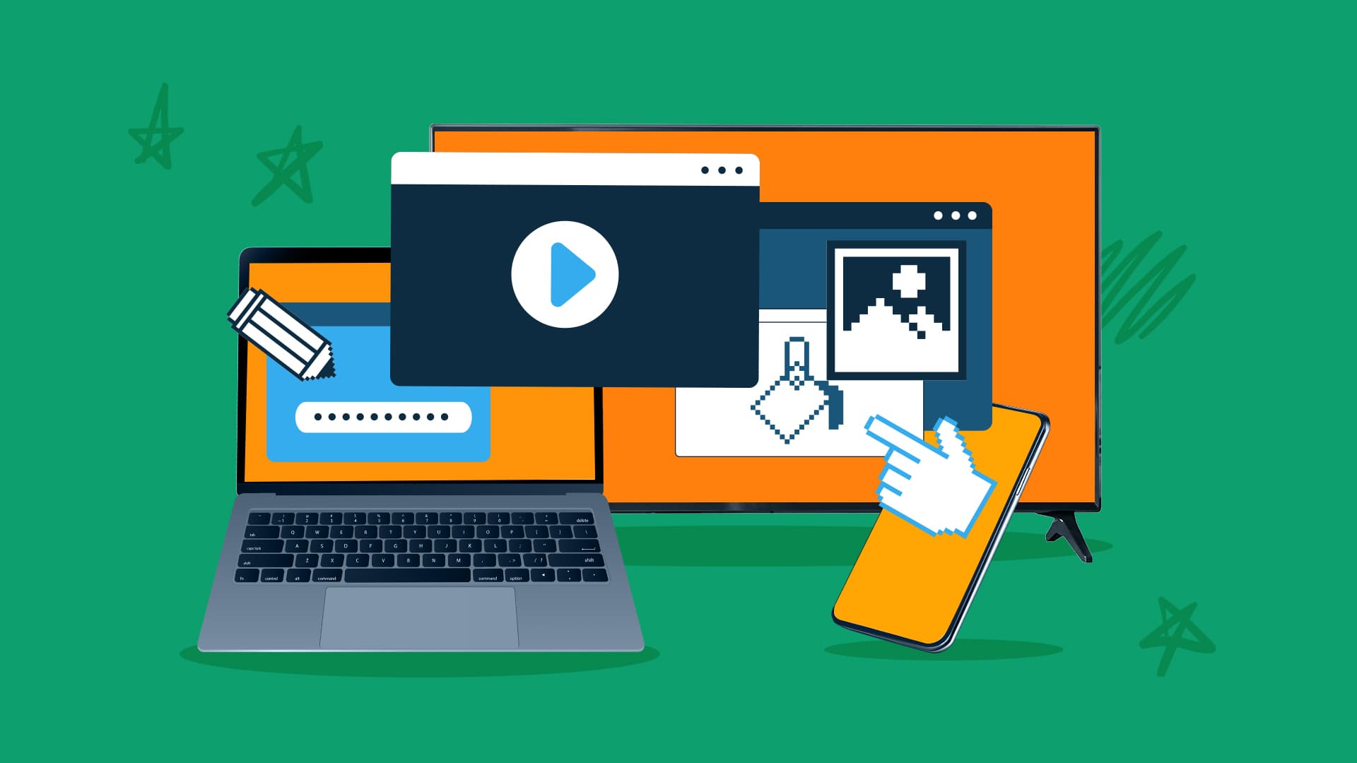 This image features several different devices. It represents the hyper-personalization of ads.