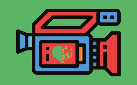 Image of a camera with a heart in the center to give the impression of videos we love