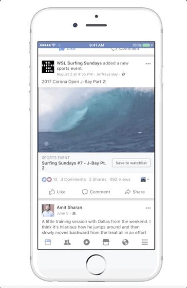 Example of Facebook in-stream video ads